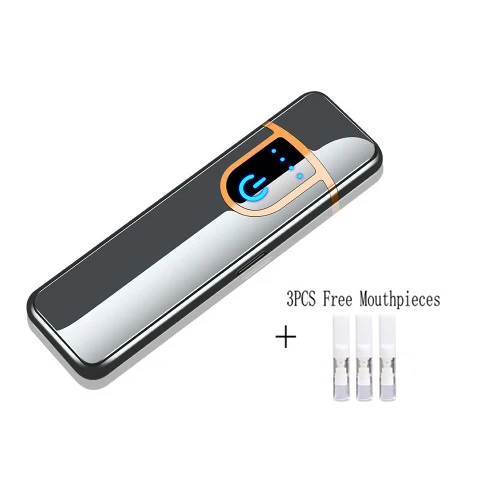 ice silver Перезаряжаемая электронная USB Зажигалка, двухсторонняя электрическая зажигалка, мини-автомобильная сигарета, зажигалки для зарядки, ветрозащитные, сенсорные, индукционные - Цвет: ice silver
