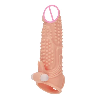 Stretchable Double Penis Vibrator Sleeve Imitating Penis Enlargement Sex Toys for Men Condoms Male Cock Extender Dildo Enhancer 5