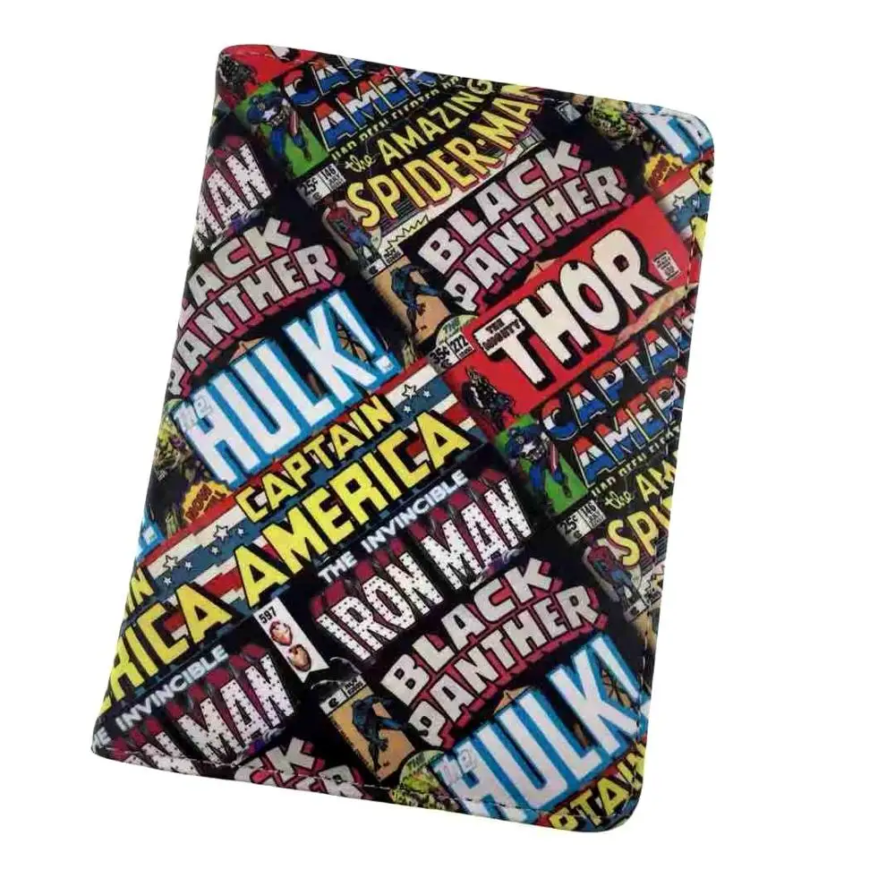 Comics мультфильм Обложка для паспорта Marvel Hero Ironman Hulk Дорожный Чехол Держатель для паспорта для мужчин и женщин pu кожаные держатели для ID карт - Цвет: M-07