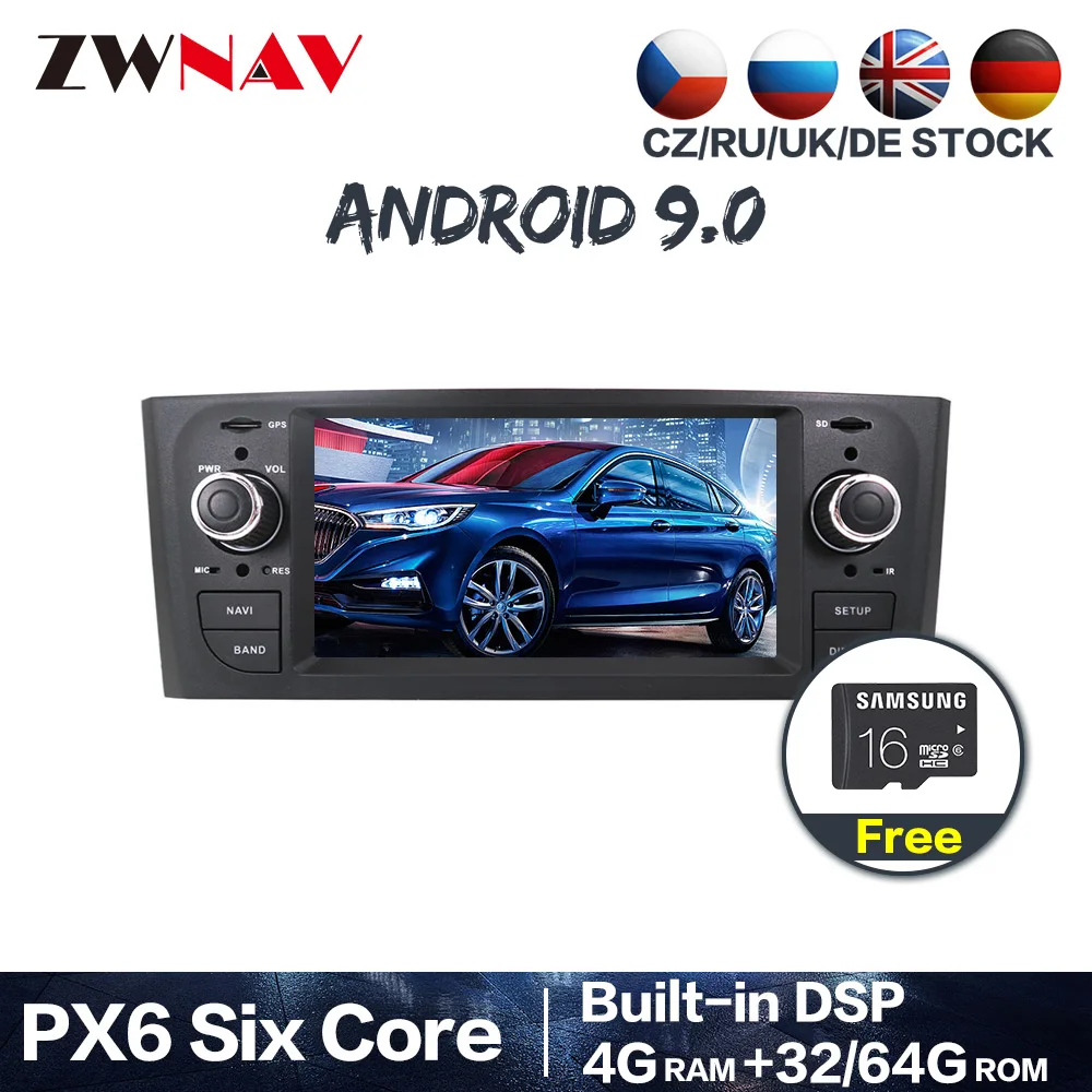PX6 ips 4+ 64 Android 9,0 автомобильный DVD стерео Мультимедиа для Fiat Punto 2005-2009 радио gps Navi Аудио Видео Стерео головное устройство карта