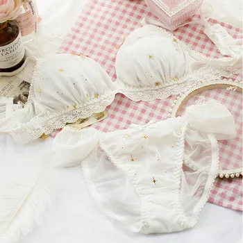 

Super Cute Pink Anime My Melody Pattern Sweet Lace Bow Flouncing Star Print Underwear Set Bra Japanese Sexy Bra & Panties Set