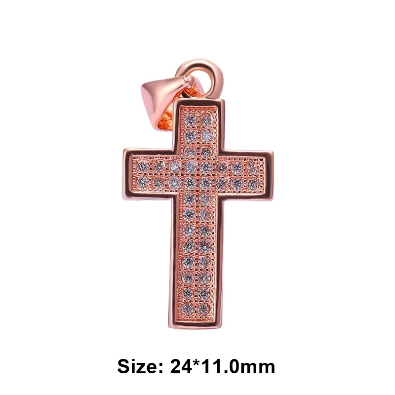 Rose Gold Juya Micro Pave Циркон Религиозная Христианская подвеска в форме Креста для ручной работы Иисуса христианского браслеты Изготовление ювелирных ожерелий - Окраска металла: Rose Gold