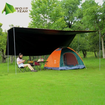 Black 4.4x4.4m Ultralight Tarp Outdoor Camping Survival Sun Shelter Shade Awning Silver Coating Pergola Waterproof Beach Tent 3