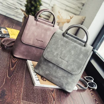 

Girls College Wind Student Backpack 2020 New Trend Fashion Backpack Women's Car Sewing Solid Color PU Leather Free Shipping