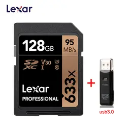 Оригинальный Lexar 95 м/с 633x16G 32 GB U1 SDHC 64 GB 128 GB 256 GB U3 sd-карта SDXC Class 10 карт памяти для 1080 p 3D 4 K видео Камера