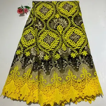 

African Net Lace Fabric With Stones yellow Milk Silk French Tulle Lace Fabric Nigerian Mesh Lace Fabric For Wedding Dress FW1216