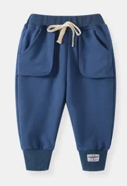 Синий boy cotton sports pants spring autumn children's fashion leisure beam mouth health leisure pants - Цвет: Синий