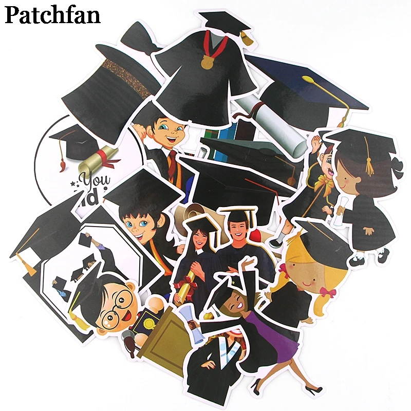 Patchfan 16 шт. Выпускной тема забавные наклейки пакеты с буквенным принтом в мультипликационном стиле набор «сделай сам» для настенный телефон альбом для скрапбукинга A2290