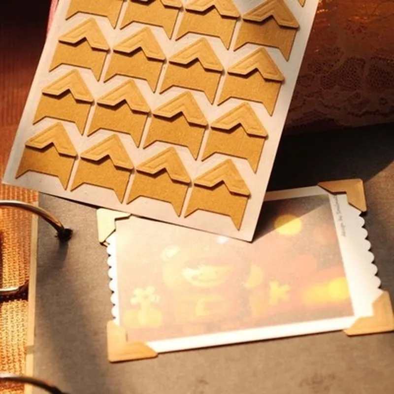 

DIY Vintage Corner Kraft Paper Stickers for Photo Albums Frame Decoration Pure Hand-paste Phase Angle Stickers Scrapbooking