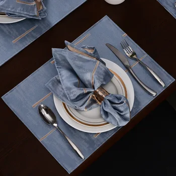 

Nordic Simple Cloth Mats Pads Insulation Placemat Household Rectangular Washed Anti-iron Table Mat Hotel Home Western Placemat
