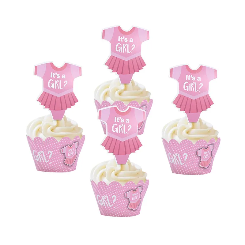 12pcs cake topper Детский душ мальчик девочка вечерние украшения набор это мальчик/девочка о Детские воздушные шары пол раскрыть Дети День Рождения Вечеринка детский душ поставка - Цвет: 12pcs cake topper
