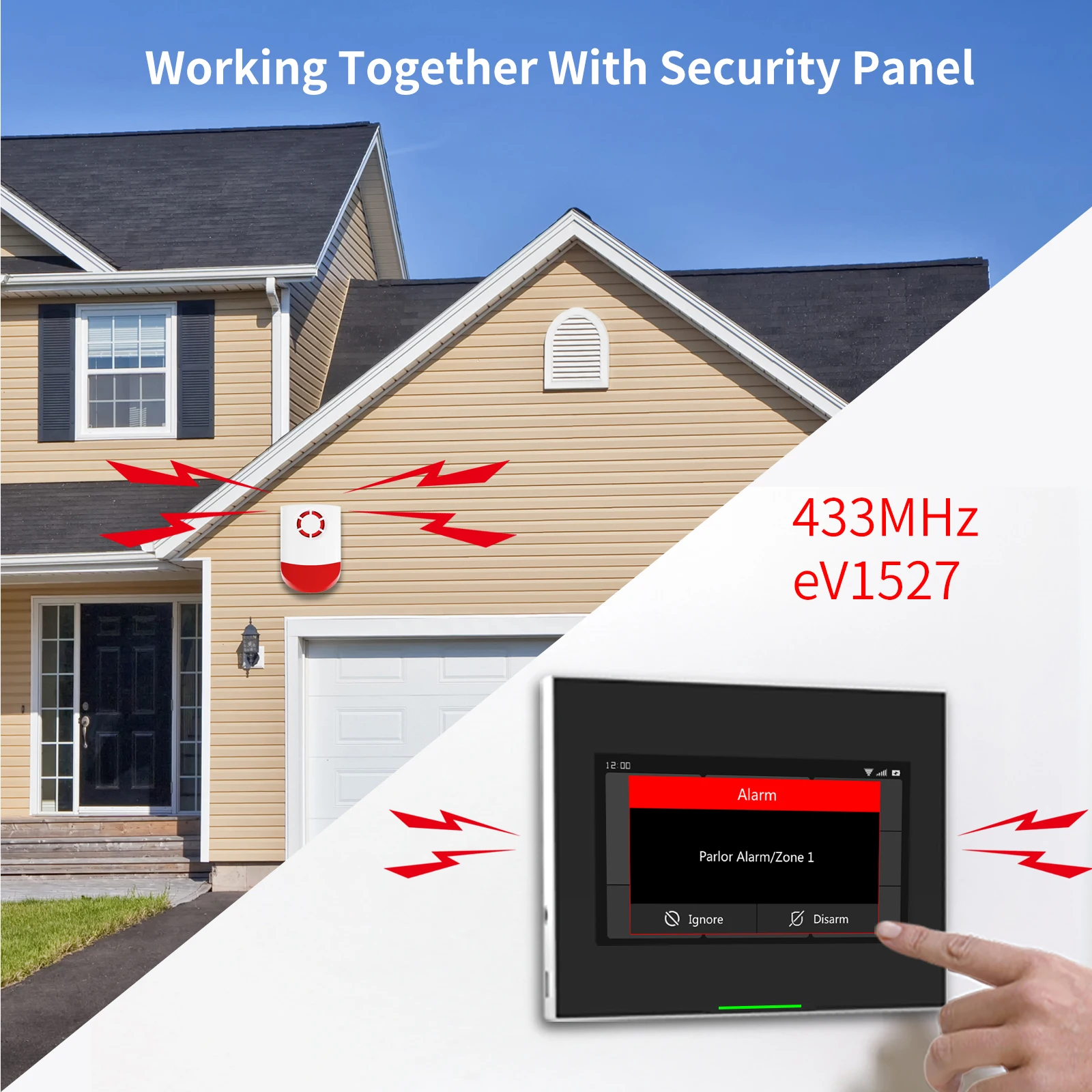 433MHz Outdoor Wireless Waterproof Flash Alarm 120dB High Decibel Loudness Sound & Flash LED Outdoor Security Alarm System-flash led siren light siren alarm home alarm system