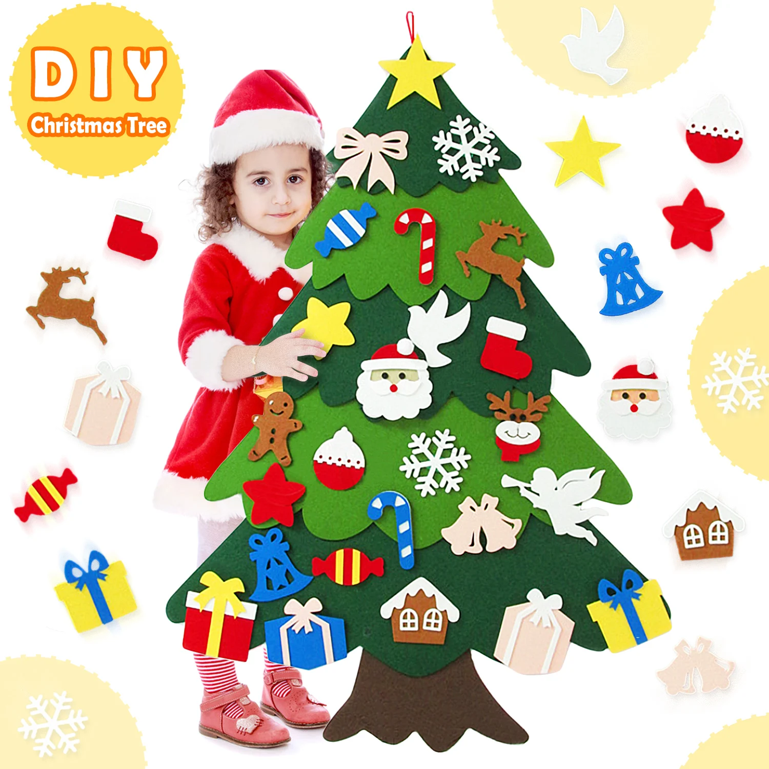 Детские DIY фетровые Рождественские Елочные орнаменты, подвесные веревки для детей, рождественские подарки, домашние вечерние украшения, рождественские украшения