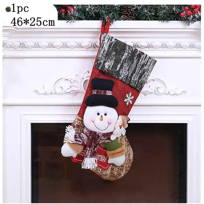 1PC O large Мини-носок Санта Клаус Конфеты подарочные сумки носки рождественские чулки Рождественская елка висячие украшения Дети конфеты мешок - Color: 1PC O large
