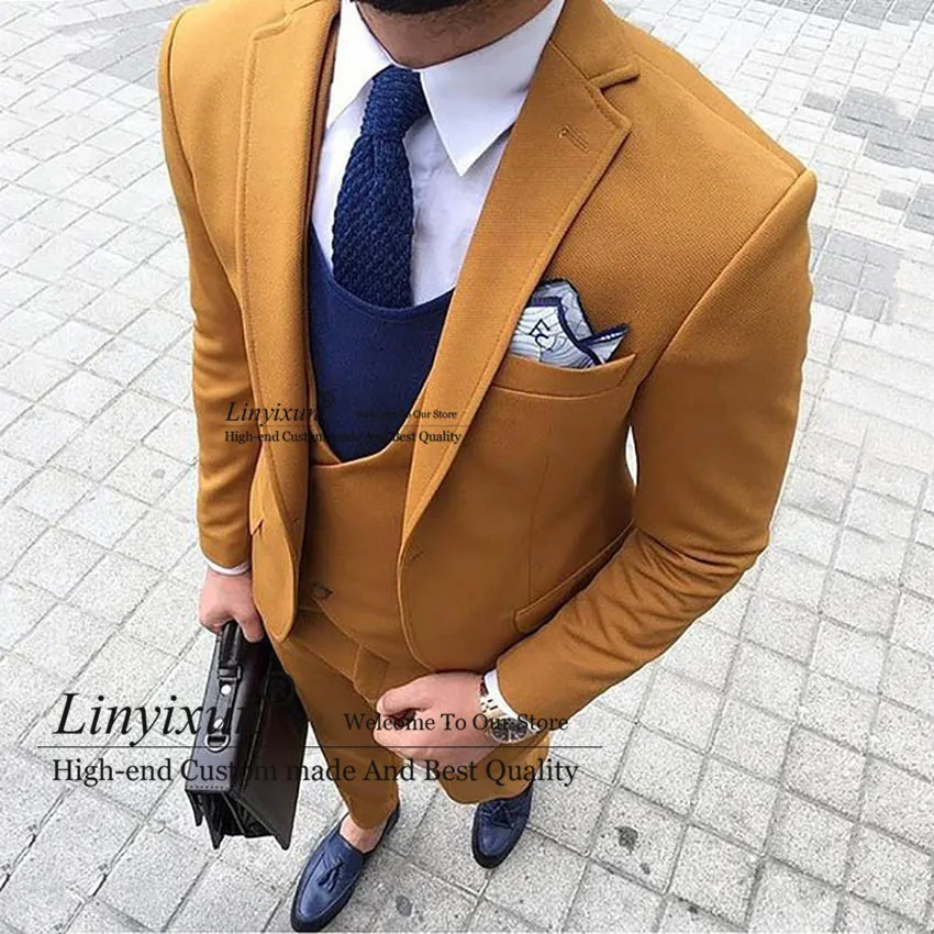 Fashion Dress Mens Slim Vest Pants Fromal 3 Pieces Lapel Fit Cool Suits Coats