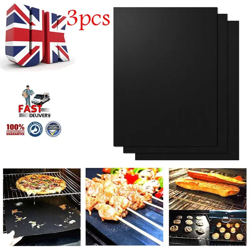 8pcs BBQ Oven Grill Mat Heat Resistant Non-Stick BBQ Grill Sheet Oven Pan Liners Baking Pad Mat