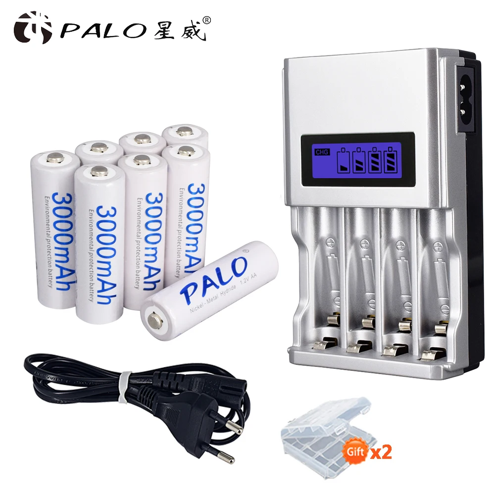 Palo 8 шт. 1 2 V AA никель металл гидридного Перезаряжаемые предзарядка Батарея низкий