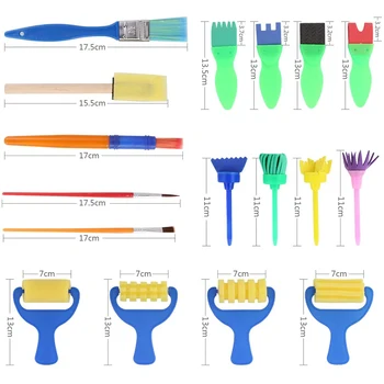 

42 pcs Kids Sponge Painting Brushes Kits Washable Painting Brushes Art Crafts Brush for Toddlers Early Learning For Home DIY