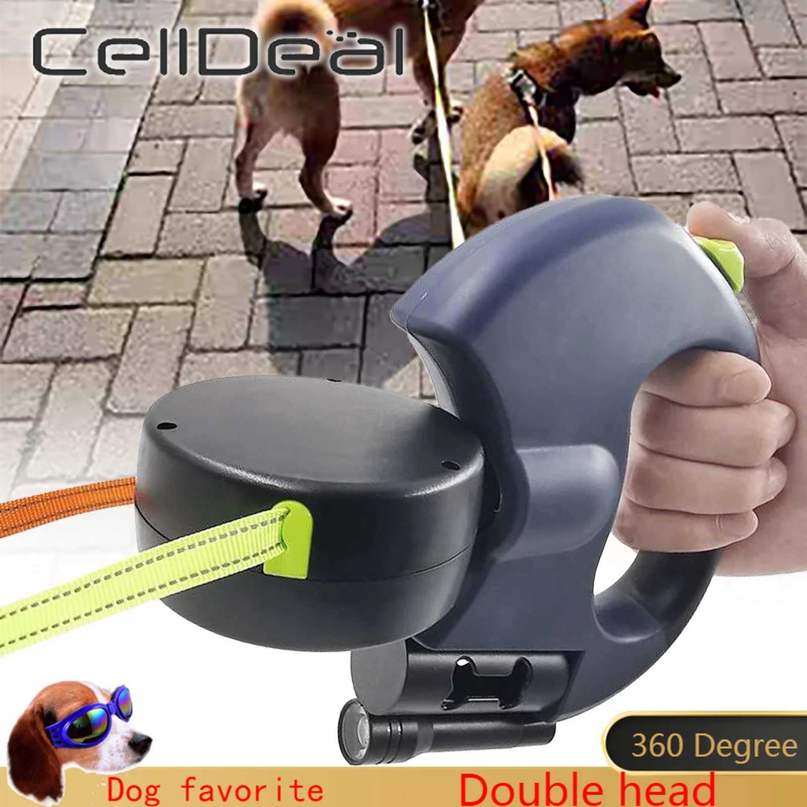 360 Degree Double Head Traction Rope Nylon Dog Universal Leash Automatic Retractable Outdoor Solid Walking Lead Pet Supply 3 M