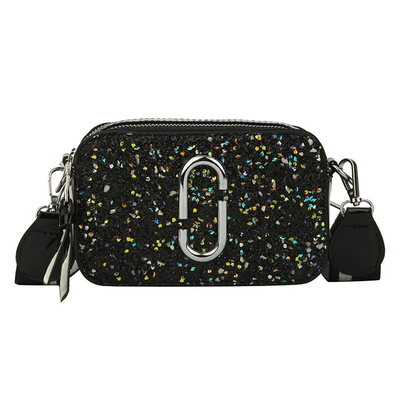 

2019 Fashion New Ladies Square bag High quality PU Leather Women's Designer Handbag Sequined Shoulder Messenger bag Crossbody