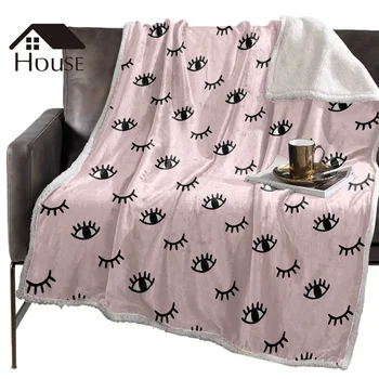 

BIGHOUSES Throw Blanket Eyelash Pink Cartoon EyeBlankets Fleece Blankets Winter Blanket Personalized Blankets Bedclothes