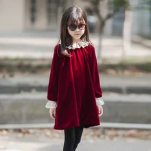 Новые платья для девочек; коллекция года; детское кружевное платье в стиле пэчворк; сезон осень-зима; бархатное платье для девочек; платье принцессы для малышей; одежда для малышей