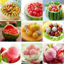 2 In 1 Stainless Steel Melon Watermelon Baller Ice Cream Platter Dig Ball Scoop Spoon Creative Fruit Carving Knife Kitchen Tool