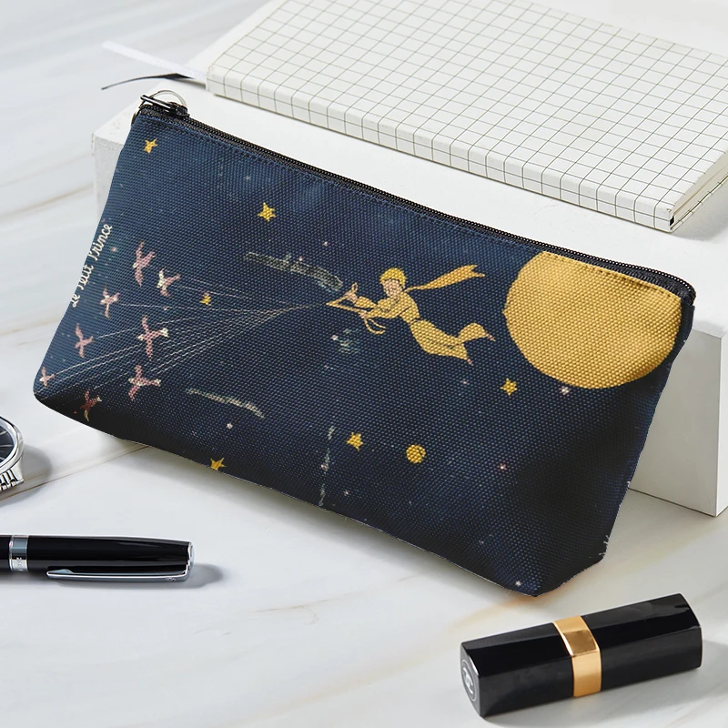 Lovely Cartoon Little Prince Print Canvas Women Makeup Bag Toiletries Organize Portable Travel Cosmetic Bag Female Make Up cases 5