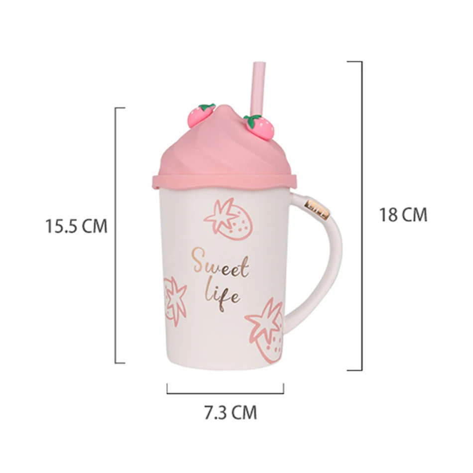 Kawaii Strawberry Ice Cream Mug Coffee Cup - 14 - Kawaii Mix