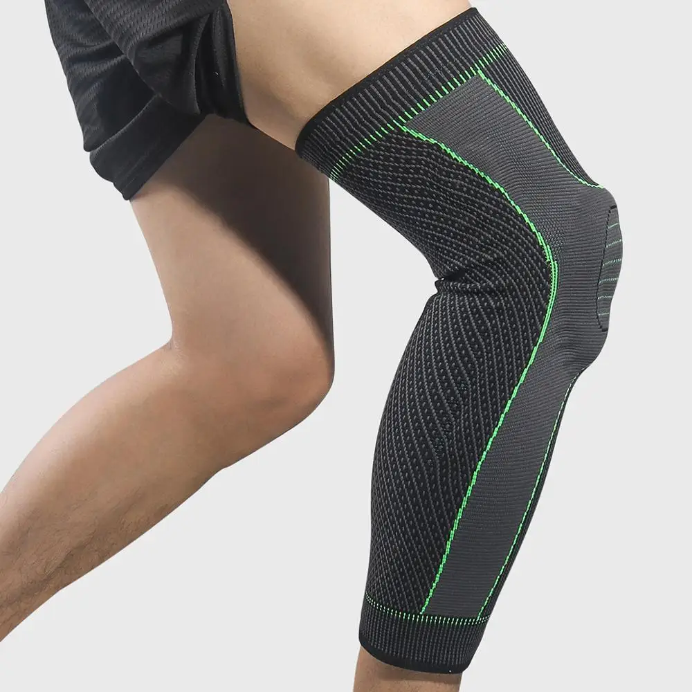 

SkangDuke 1 Pcs Lengthen Stripe Breathable Long Knee Pads Indoor Outdoor Sports Leg Support Running Weightlifting Protection