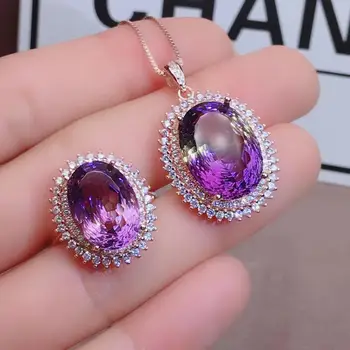 

SHILOVEM 925 STERLING SILVER PIEZOELECTRIC AMETRINE PENDANTS RINGS FINE JEWELRY SEND NECKLACE WEDDING JCTZ10141216008AGZJ