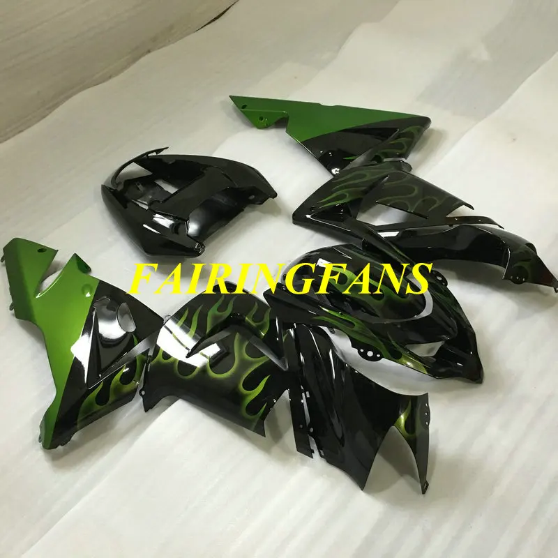 Мотоцикл обтекатель тела комплект для KAWASAKI Ninja ZX10R 04 05 ZX 10R 2004 2005 ABS зеленые Обтекатели с пламенем Кузов+ подарки KE27