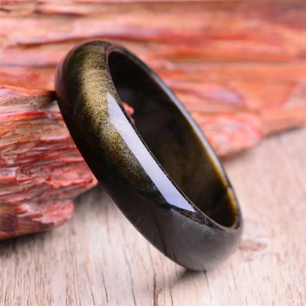 

Inner Diameter 56mm Genuine Gold Obsidian Bangle For Women Lady Crystal Love Gift 22x19mm Beads Gemstone Fashion Jewelry AAAAA