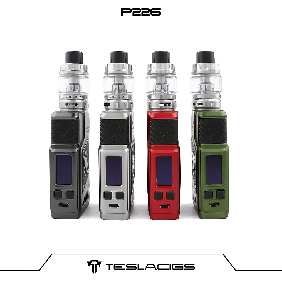 Оригинал TESLA P226 vape box kit 220 Вт с 096 дюймов OLED экран и 0.18ohm коробка разматывателя Mod