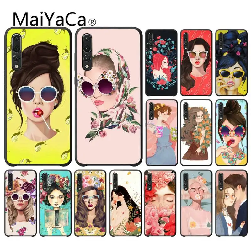 Чехол для телефона MaiYaCa из ТПУ с цветочным рисунком девушки на волосах HuaweiY9 2018 HONOR
