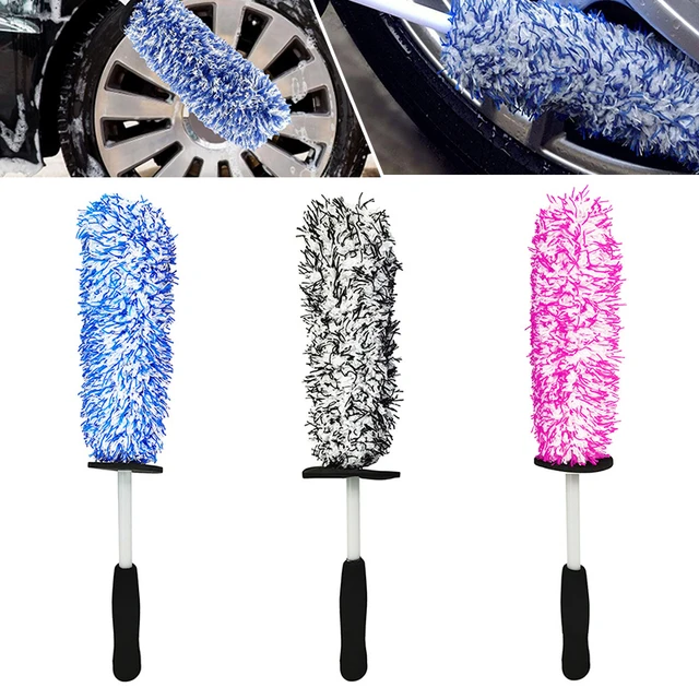 Car Wheel Brush Portable Microfiber Wheel Tire Rim Brush Set Bristle Wheel  Brush Spokes Long Handle Car Wash Equipment For Autos - AliExpress