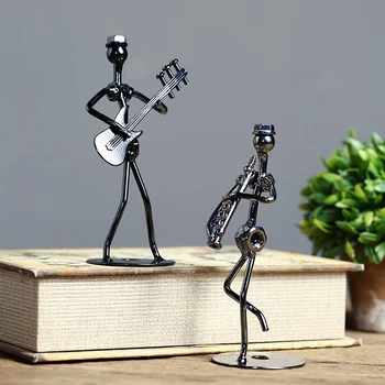 

Iron Music Band Crafts Instrument Puppet Decoration Wrought Iron Material Musician Figurines & Miniatures Office Home Decoration