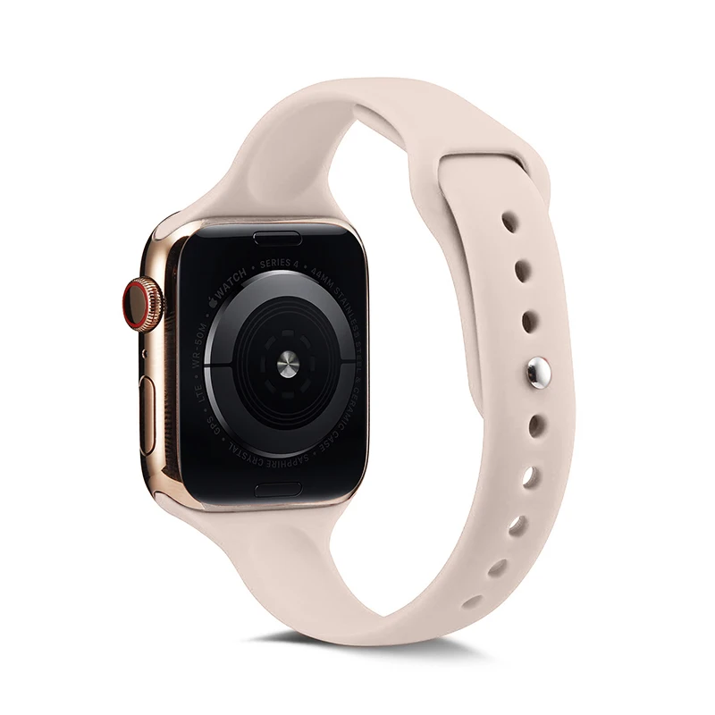 Ремешок для часов Apple Watch 38 мм 42 мм 44 мм 40 мм IWatch 4 3 2 1 спортивный силиконовый ремешок тонкий браслет аксессуары для часов - Цвет ремешка: Pink Sand