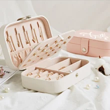 

Personalized Jewelry Organizer Display Travel Jewelry Case Boxes Portable Jewelry Box Button Leather Storage Zipper Jewelers