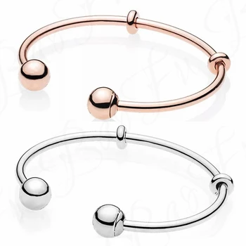 

BaoFu 925 Sterling Silver Bracelet With Signature Round Bead Head Opening Bracelet Suitable For Female DIY Fashion Jewelry