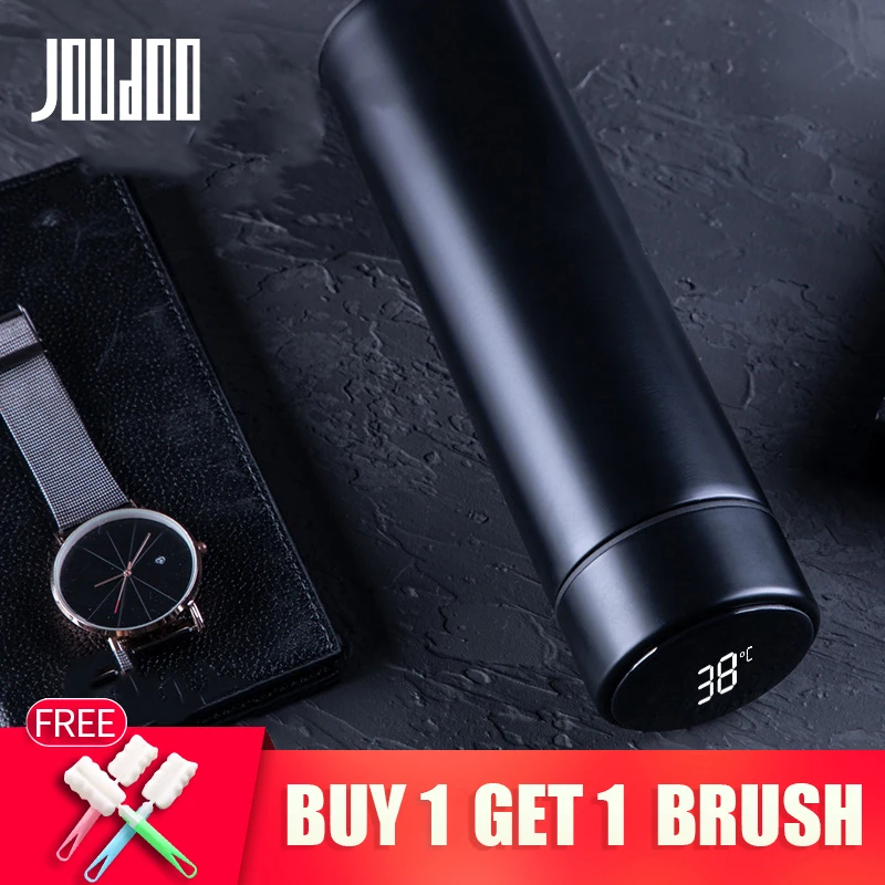 

JOUDOO Fashion Smart Mug Temperature Display Stainless Steel Water Thermal Bottle with LCD Touch Screen Waterproof Gift Cup 35