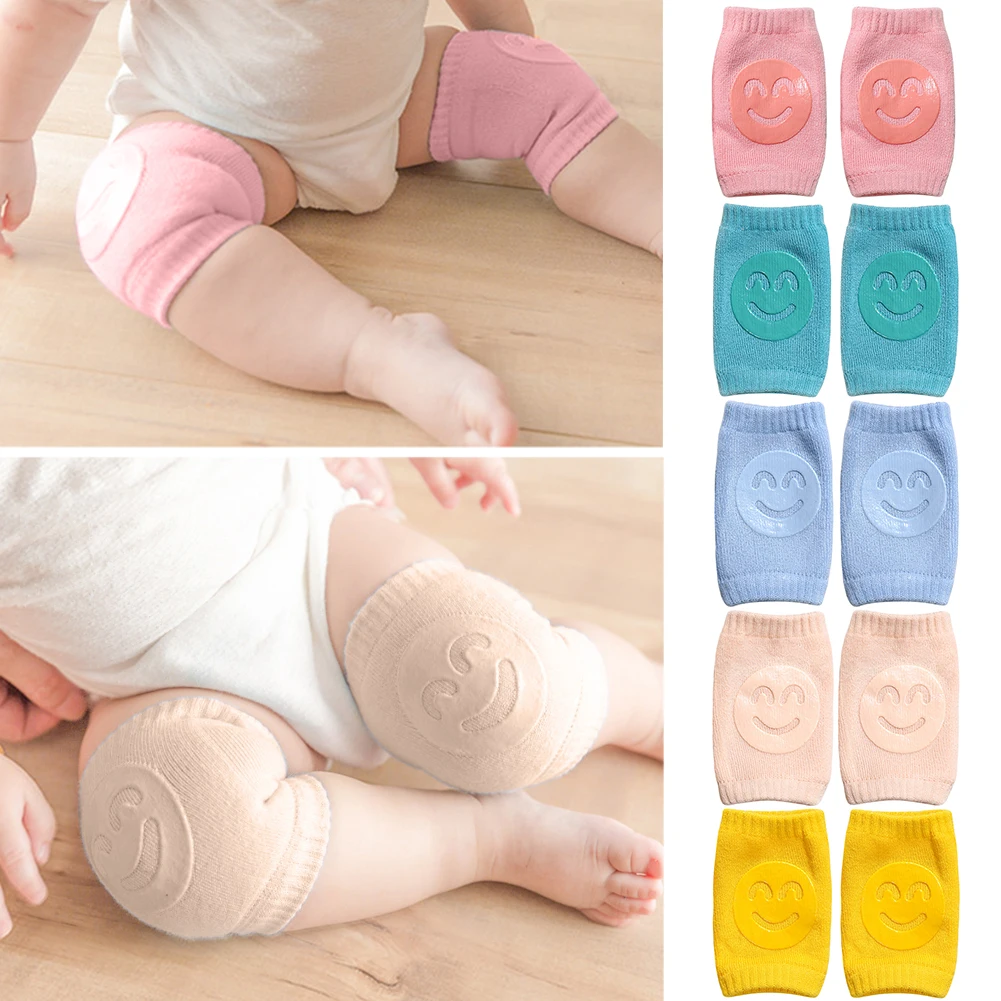 1 Pair Cotton Newborn Baby Smile Face Knee Guard Toddler Crawling Knee