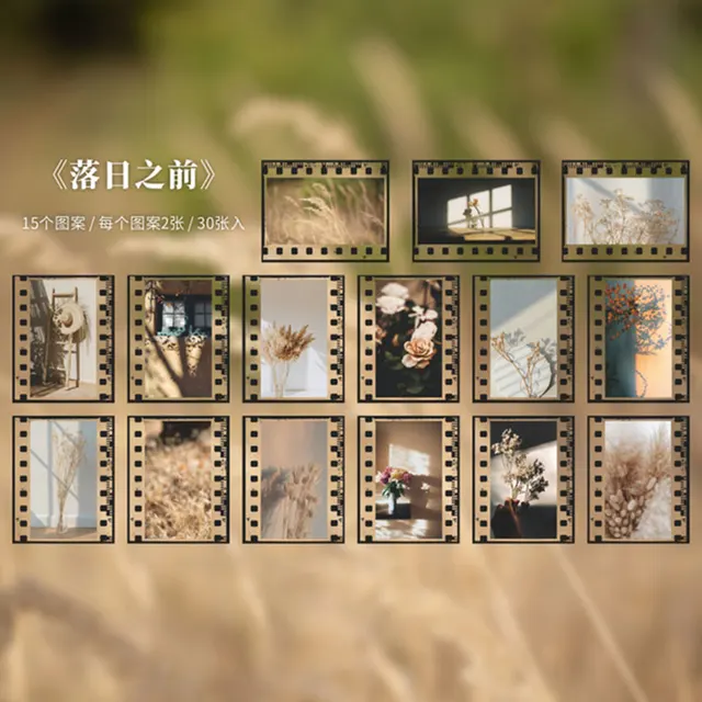 30Db Pet Vintage Film Esztétikai Matricák Journal Flower Scrapbooking Szemétdekoratív Címke Naplócímke Notebookok - Image 2