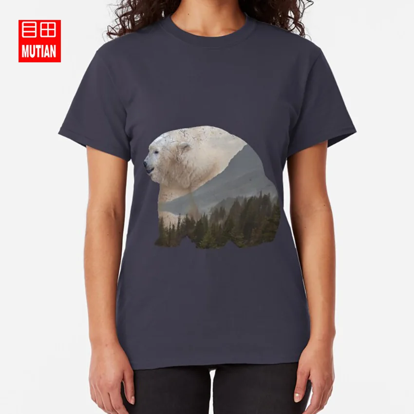 Double Exposure Animals Polar Climate Change T shirt polar bear bears animal north pole gift idea winter | Мужская одежда