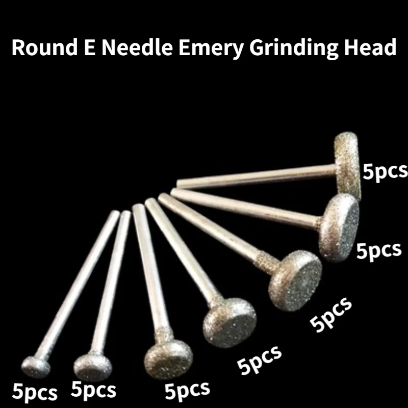 Round E Needle Emery Grinding Head / Jade Carving Grinding Head Tool /  Jade Raw Stone Grinding and Peeling emery grinding head set 400 1200 mesh fine sand grinding head set j needle jujube core olive needle diamond grinding head set