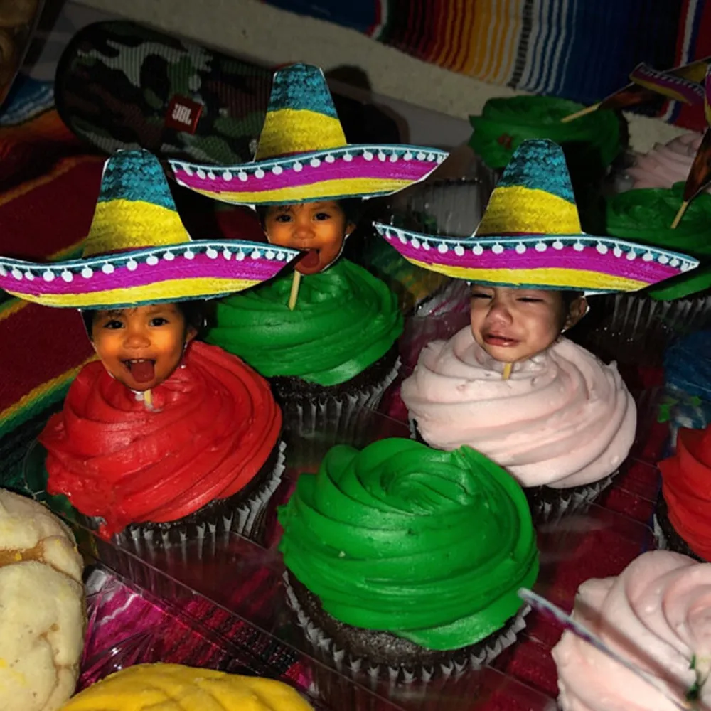 Custom Face Photo Mexican Sombrero Baby 