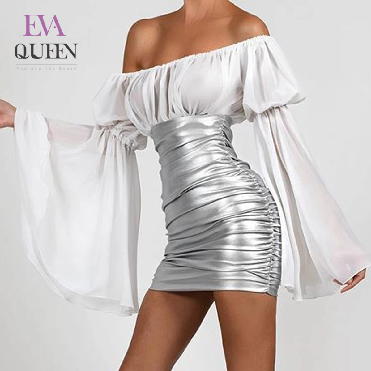 EvaQueen Сезон лето-осень 2019 Мини белое платье Вечерние Элегантные повязку