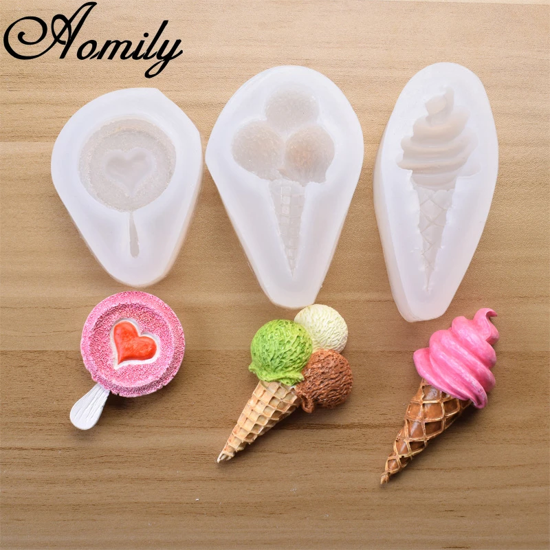 Aomily Ice Cream Lollipop Shaped Silicone Mold DIY Fondant Molds Cake Mold Sugar Craft Chocolate
