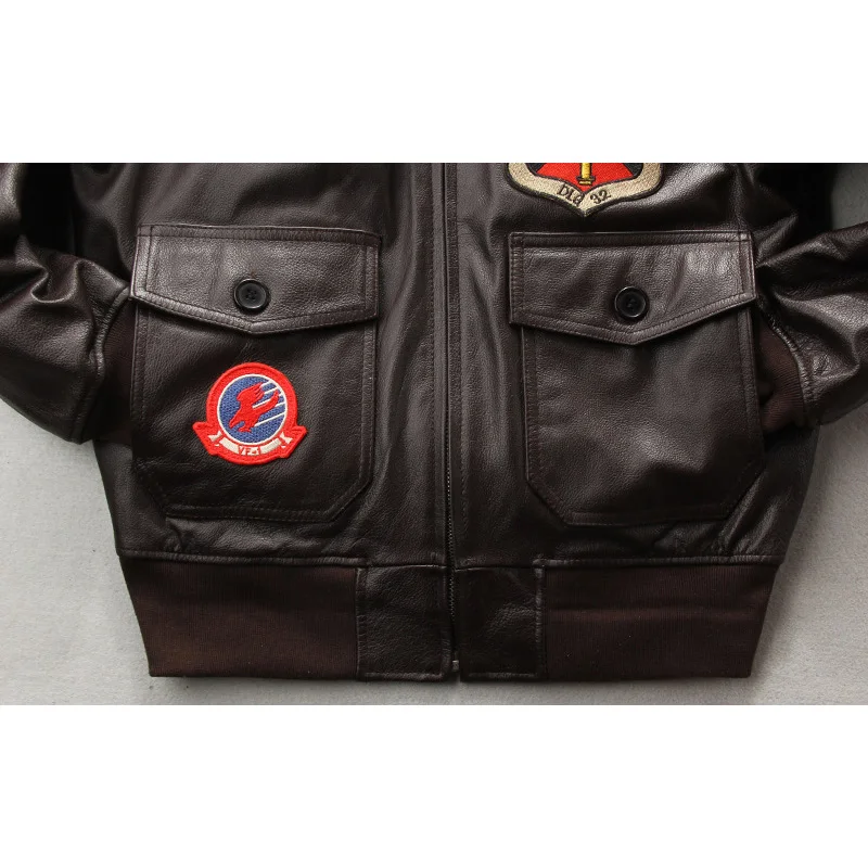Мужская куртка пилот Tom Cruise Top Gun Air Force модная из 100% натуральной воловьей кожи с