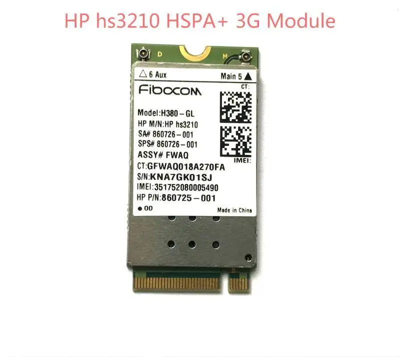 

WWAN Card H380-GL HSPA+ Mobile Module M.2 860726-001 for HP ZBook 17 / 15 / 15u EliteBook 840 / 820 G4 G3 FIBOCOM HP hs3210